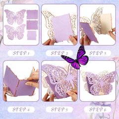 Cinnvoice wooden butterfly centerpiece trio design showcases three patterns on tabletops