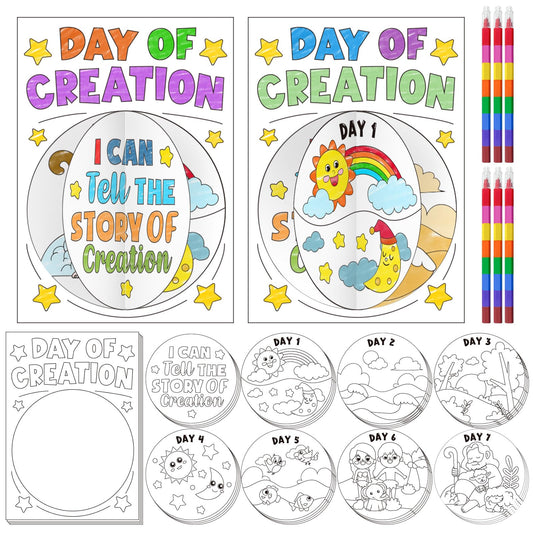Cinrobiye 24 Creation Day Cards for classroom Bible lessons and storytelling.