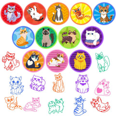 Cinrobiye pre-inked cat stampers save setup time for kids' parties