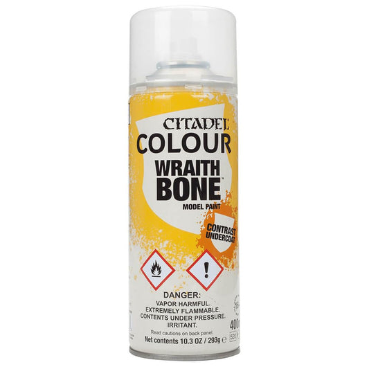 Citadel Contrast Wraithbone aerosol spray for quick, even base coats on miniatures.
