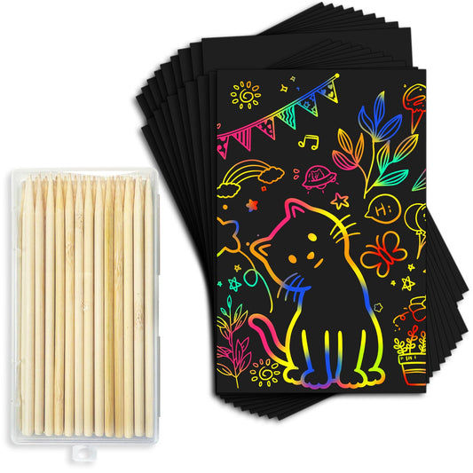 Cityrosy rainbow scratch papers reveal vibrant colors for kids art projects
