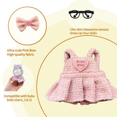 Ciunura Labubu doll bow headband in pink plaid enhances styling and photos.