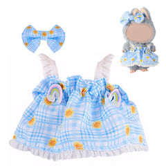 Ciunura Labubu pink knitted skirt with bunny patches for display