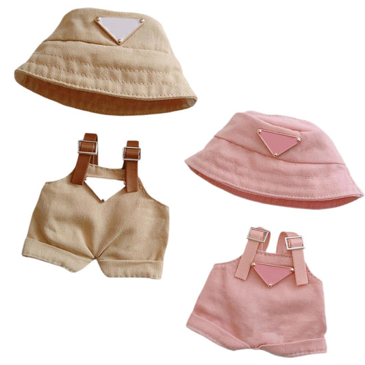 Ciunura Labubu pink overall set close-up highlights soft plush fabric for gentle play.