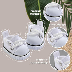 Ciunura Lububu white canvas doll shoes worn on a doll for ready-to-wear looks