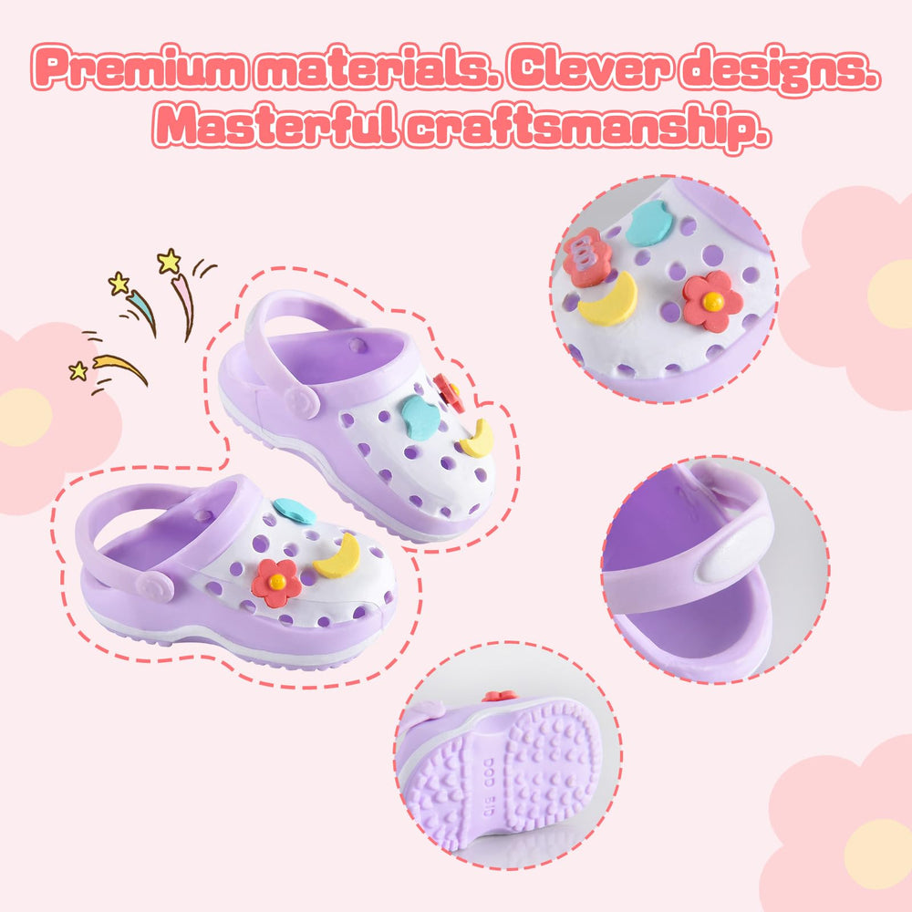Two-tone oil painting texture on Ciunura Lububu doll clogs