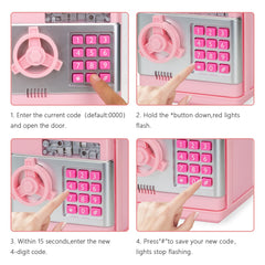 civan pink piggy bank with password locks to keep savings secure
