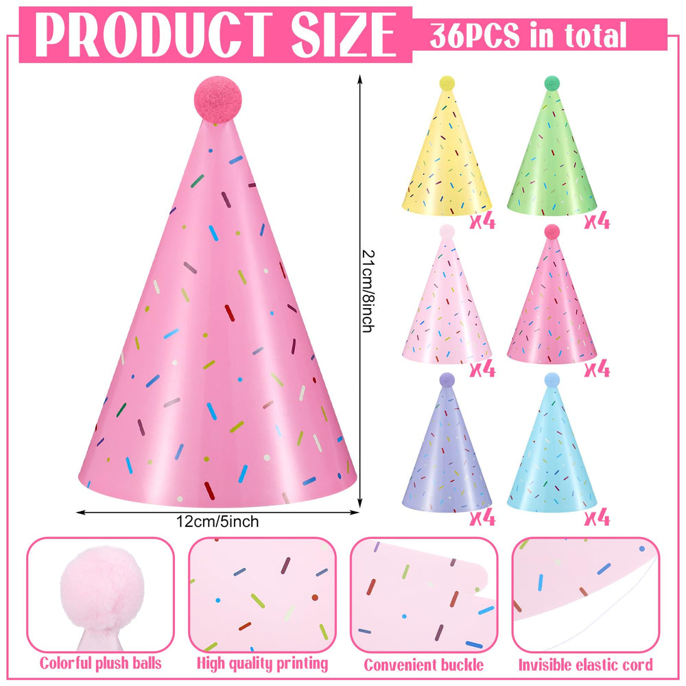 Civaner donut-sprinkles-pattern hats bring lively visuals for celebrations.