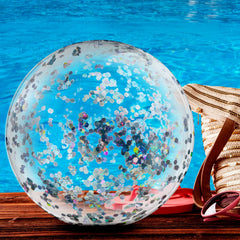 Civaner glittering beach ball closeup shows shimmering sequins and shine.