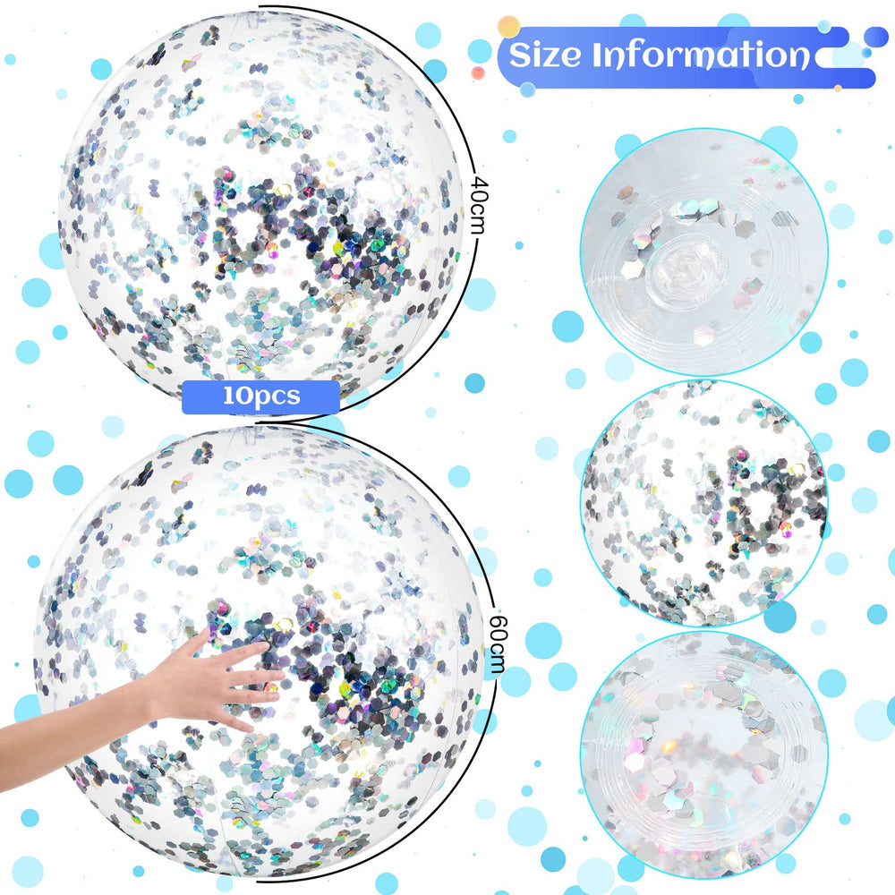 Civaner inflatable beach ball with silver glitter for photo-worthy pool moments
