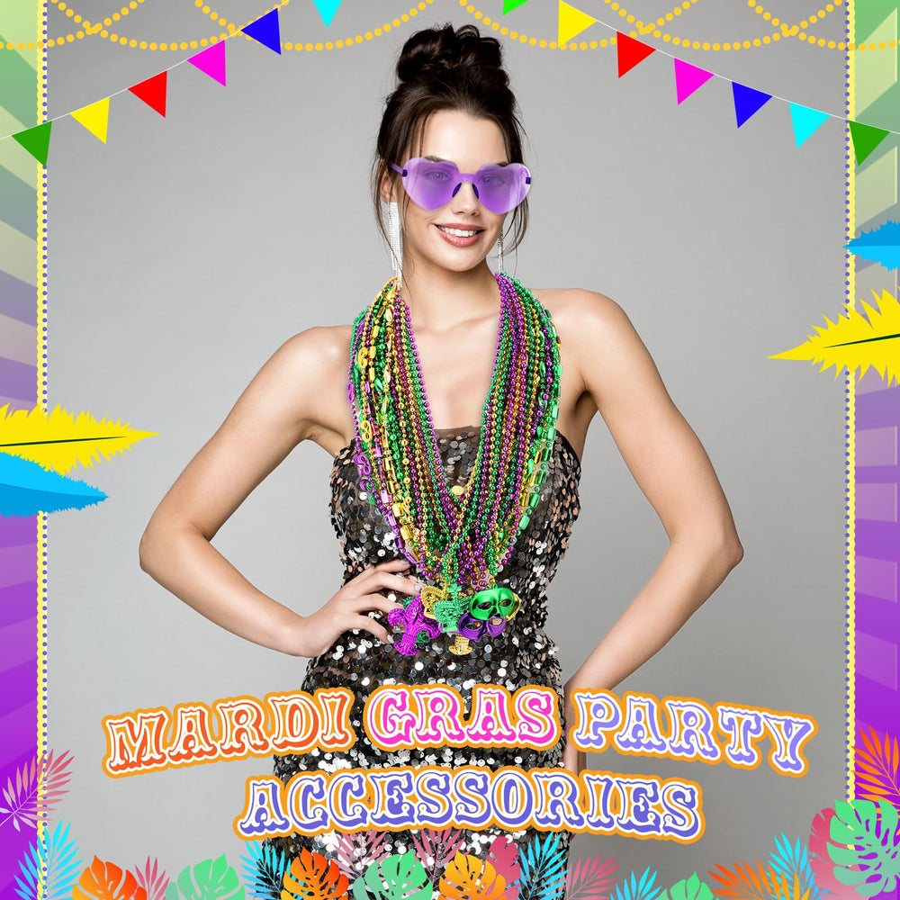 Party accessory set ready for Mardi Gras parades and events.