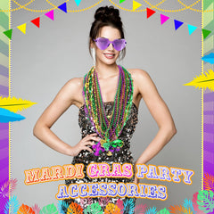 Party accessory set ready for Mardi Gras parades and events.
