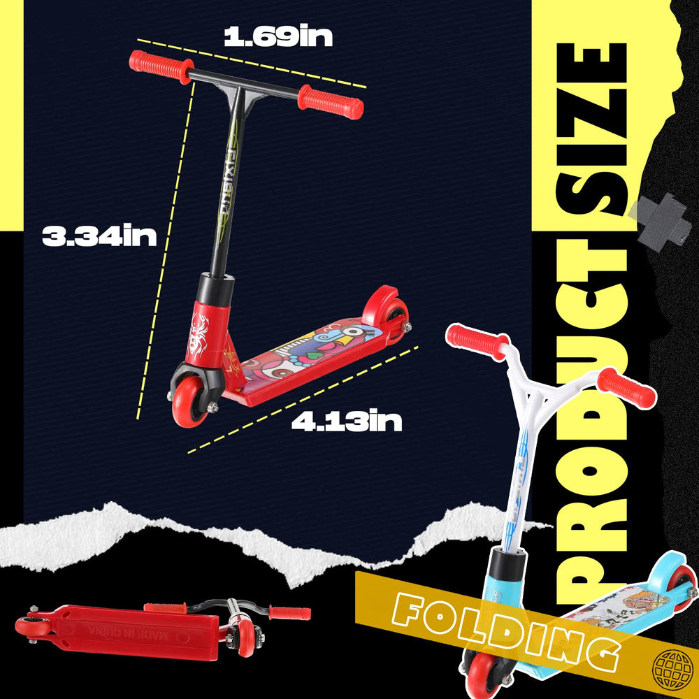 Removable wheel design on finger scooter enables easy swaps and storage.