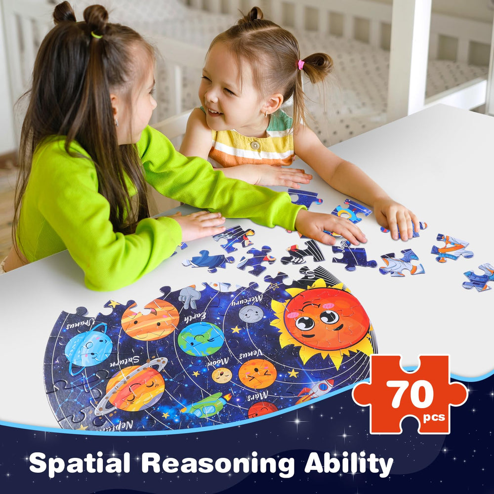 Civaner solar-system floor puzzle packaging showing 70-piece jumbo design.