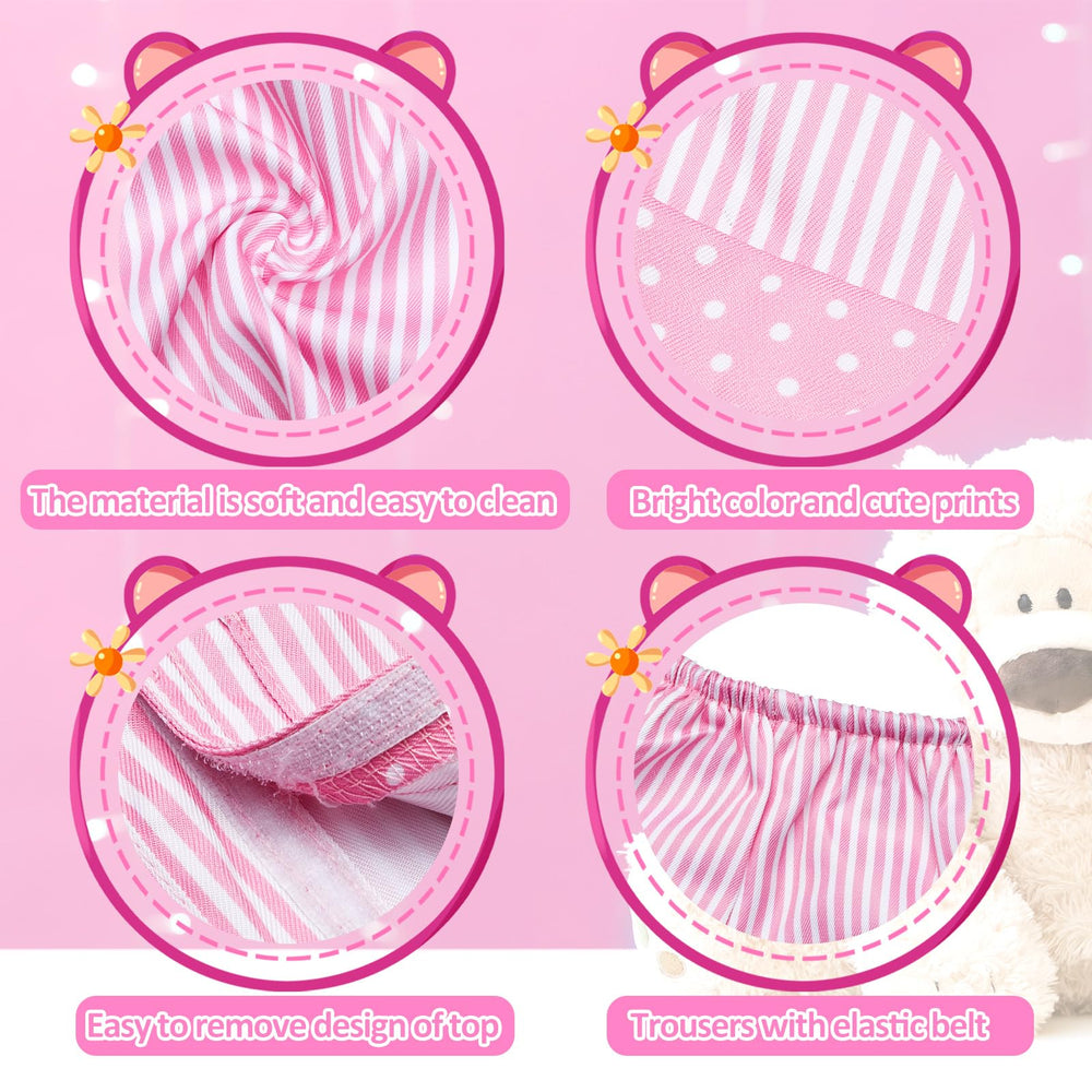 Civaner stripe bear clothes pink hat adds a cute finishing touch