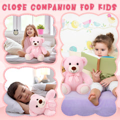 Civaner pink plush bear face detail highlights quality stitching.
