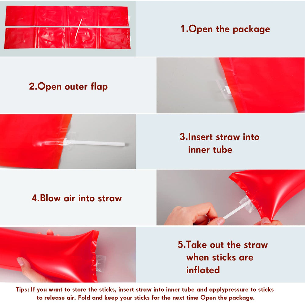 Civaner red cheer sticks in packaging showing 24 bags for sharing.