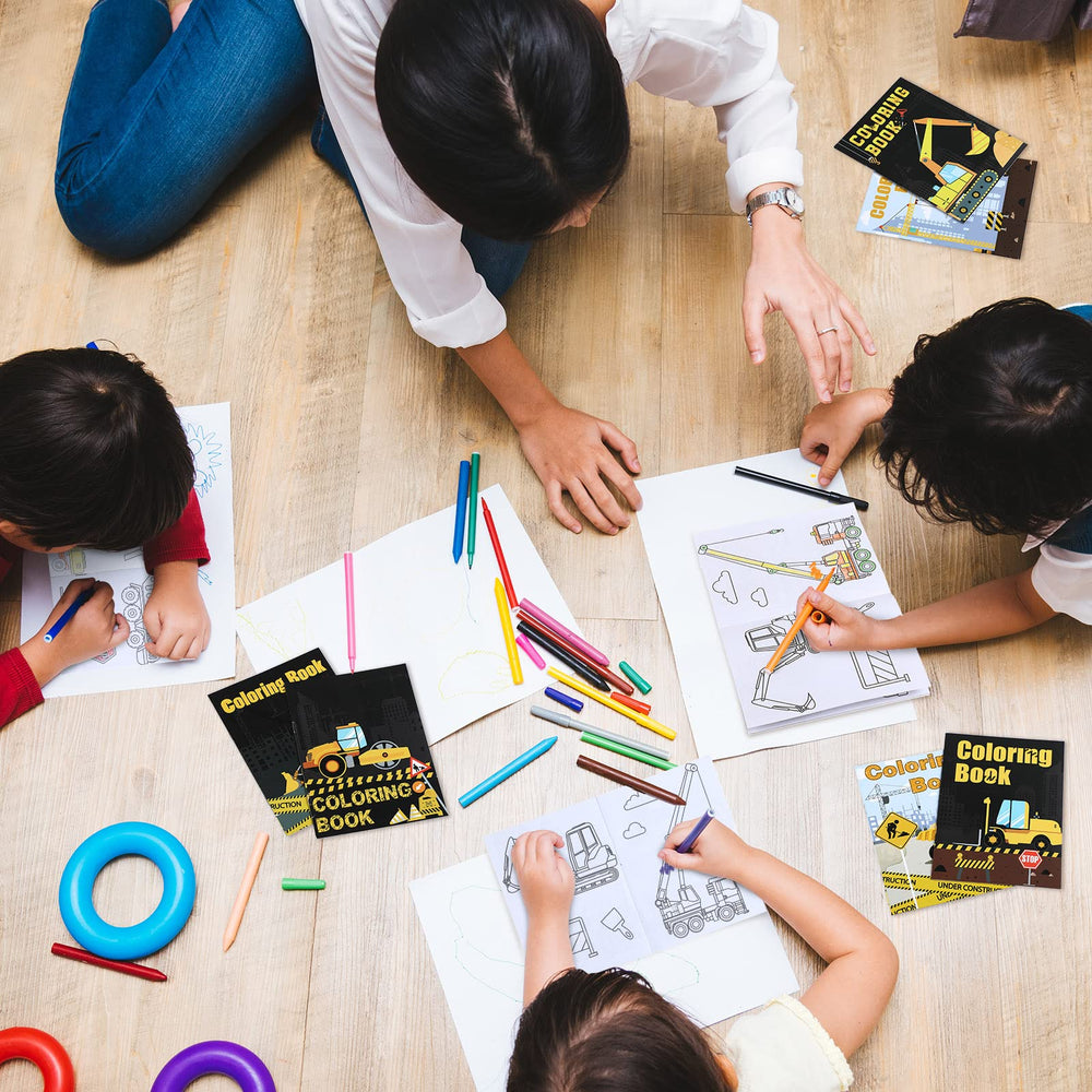 Clabby construction-vehicles coloring book collection supports creativity and calm group activity.