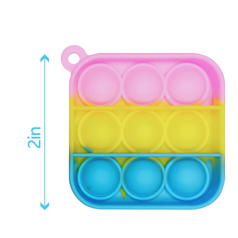 Clanam mini pop bubble fidget toy close-up highlighting silicone texture and colors.