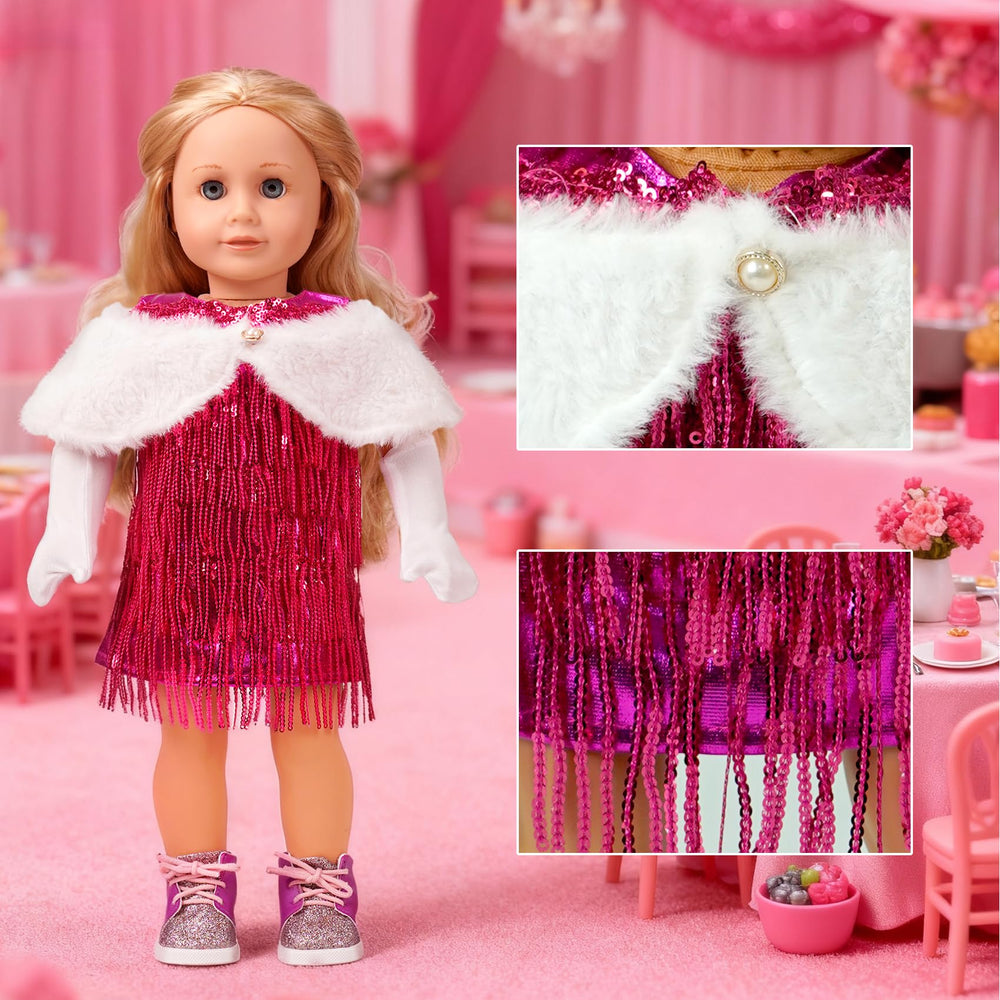Clbaby 18-inch doll fringed gown wrap adds glamorous flair during pretend events