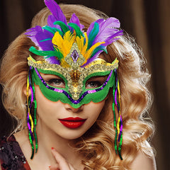 Cleacloud women's Venetian mask adds mystery at masquerade events.