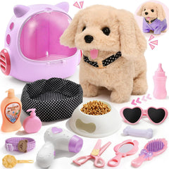 Cleboen 17pcs robot dog toy with walk and bark action for immersive pretend play.