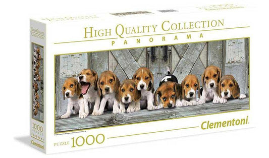 Clementoni Beagles panorama puzzle 1000 pieces with vibrant colors for family puzzling