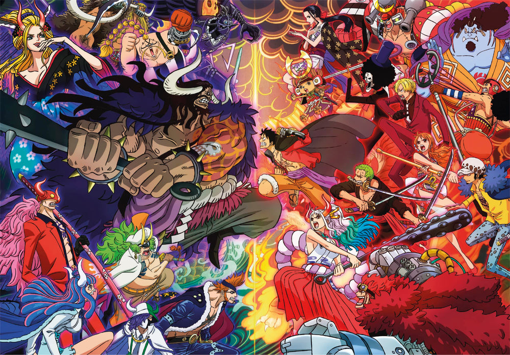 Clementoni One Piece puzzle scene showcases main characters for immersive play