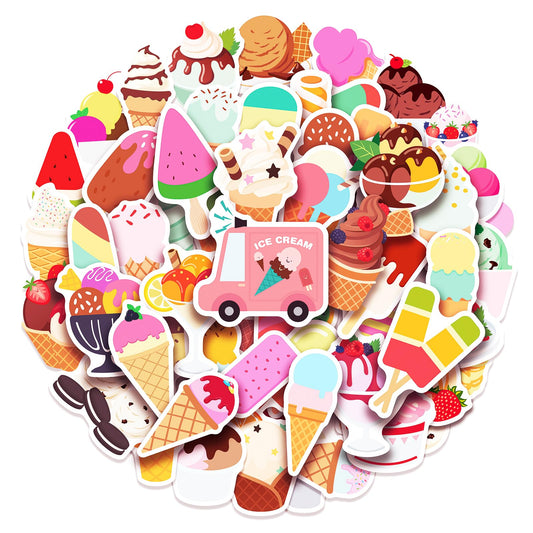 Cleverplay ice cream stickers 100-pack for party decorations and crafts