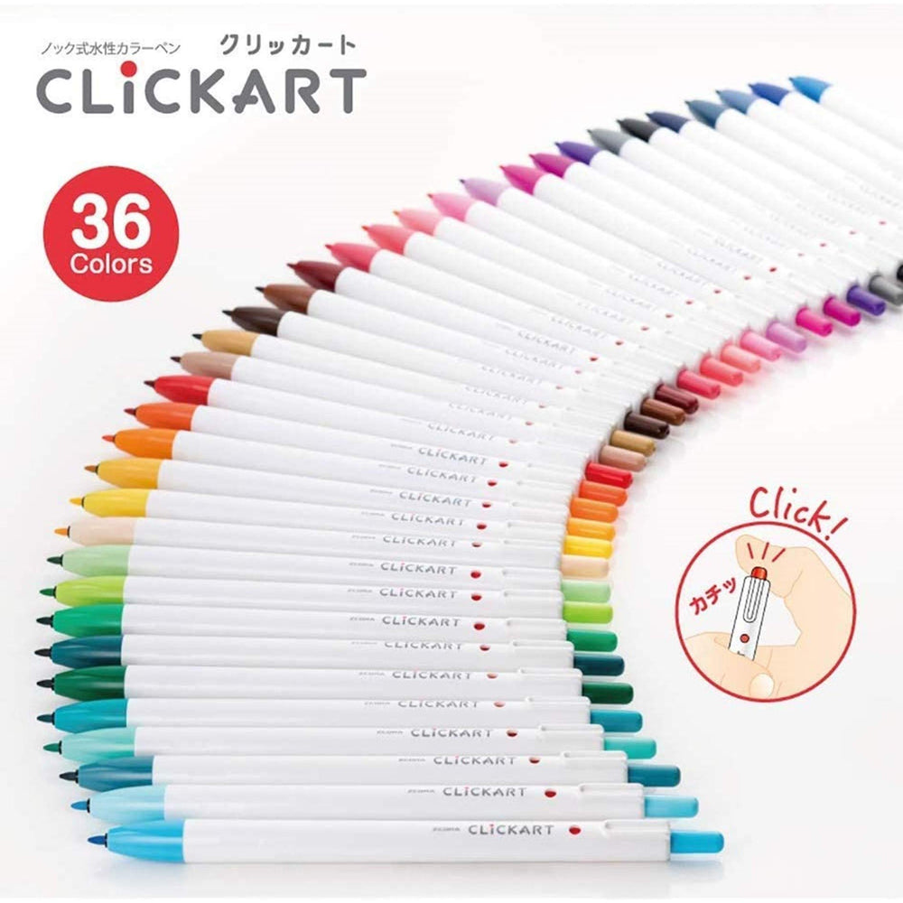 Clickart Zebra 36 Colors Set writing sample shows smooth, water-based ink for easy doodling.