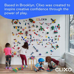 Clixo Crew storage close-up with stackable pieces for tidy play sessions