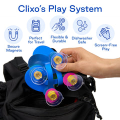 Clixo prisms refract light to reveal rainbow color moments.