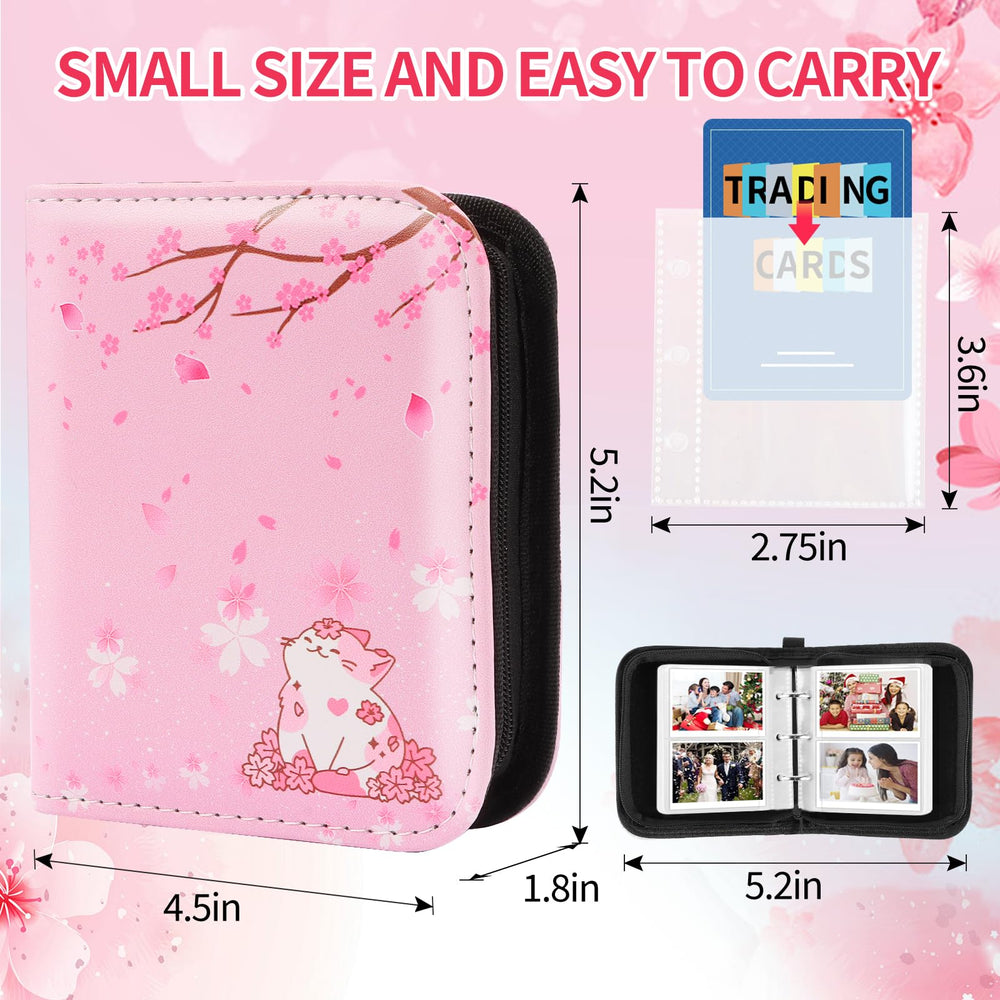 CLOKORIA Sakura Cat card binder 3-ring design enables easy page changes