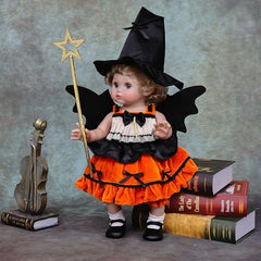 Cloveray doll with purple eyes adds lifelike charm to display.
