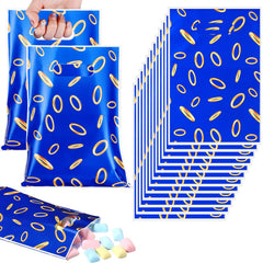 Clysee video game favors blue bags with gold ring print for easy candy packaging.