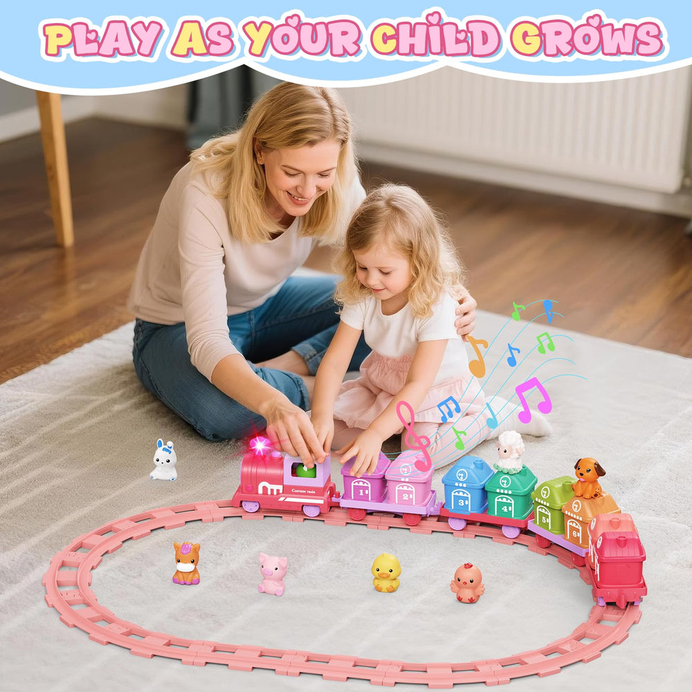 Cmiolacuna learning toy farm train roof detachable expands pretend play options