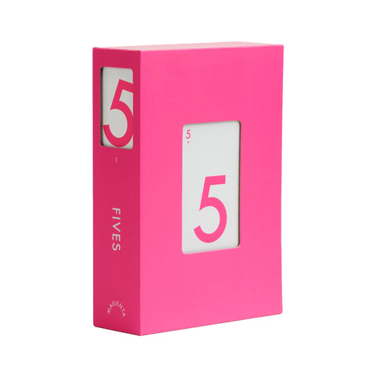 CMYK Fives Magenta Edition card game cover, sets the mood for social play.