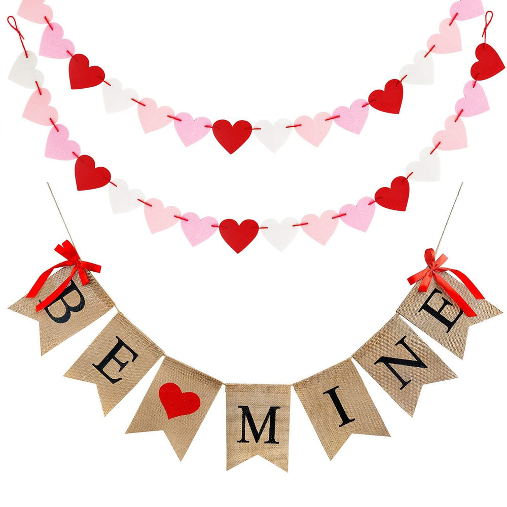 CNVOILA Be Mine banner letters on burlap for romantic decor.