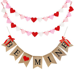 CNVOILA Be Mine banner letters on burlap for romantic decor.