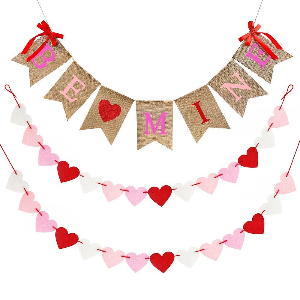 CNVOILA Be Mine burlap banner over mantel adds rustic Valentine charm