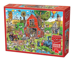 Cobble Hill DoodleTown Farmyard Folly puzzle pieces for a playful family challenge.
