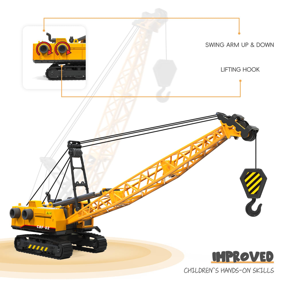 Cobefy working crane toy with extended reach for interactive builds