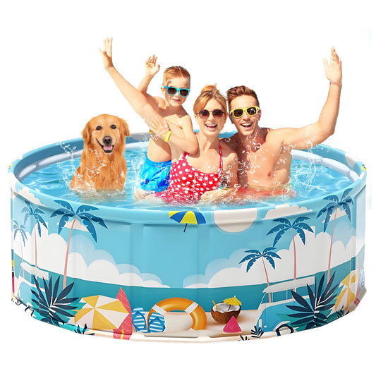 COBOPANDA foldable-pool-79x18 opened for family backyard cooling and play