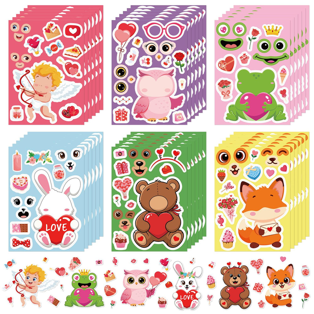COCHIE Valentine’s Day face stickers for kids, 36 pieces, playful craft activity