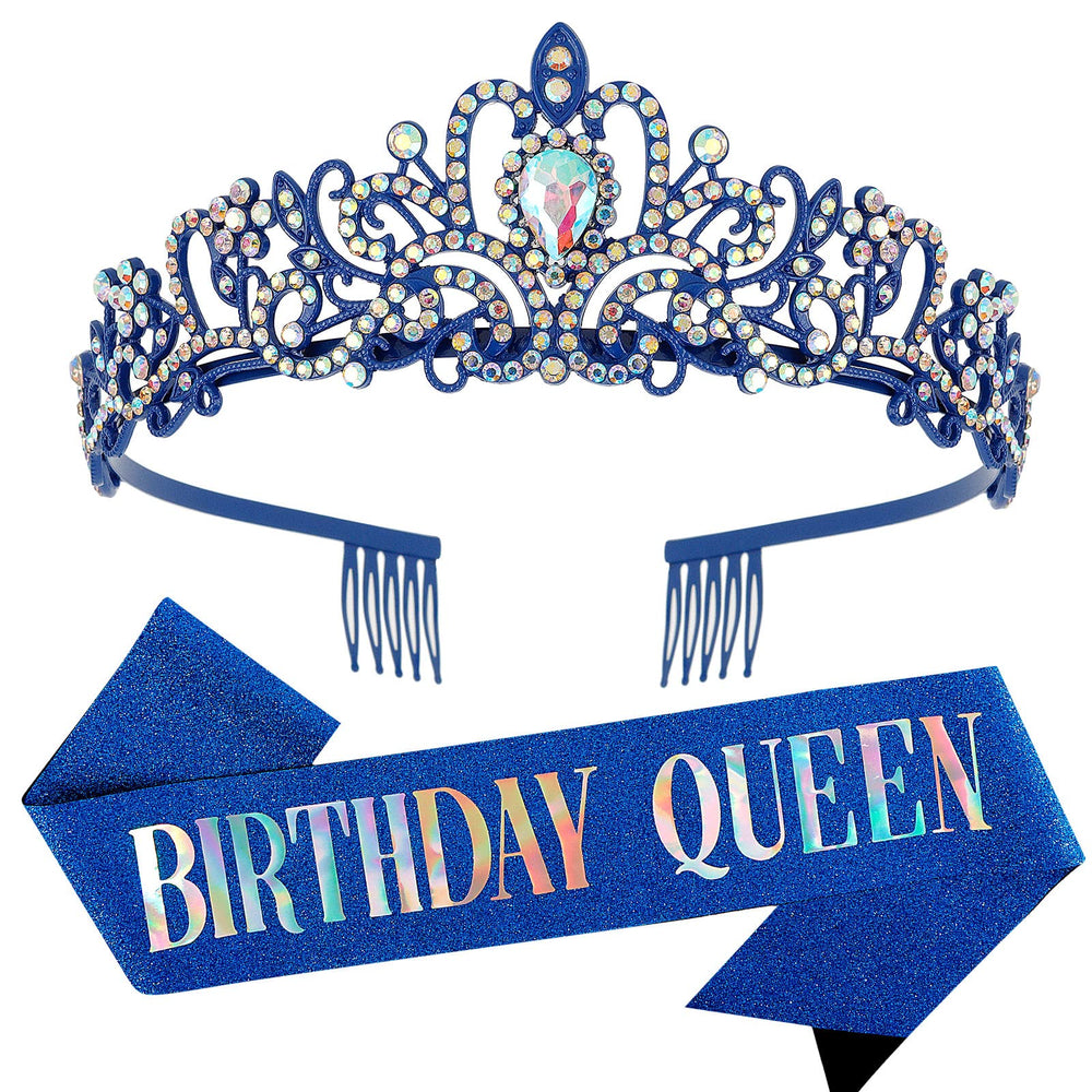 COCIDE Birthday Queen sash in blue satin for vibrant birthday looks.