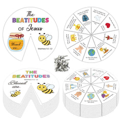 COcnny Beatitudes coloring wheel front view for engaging Bible crafts