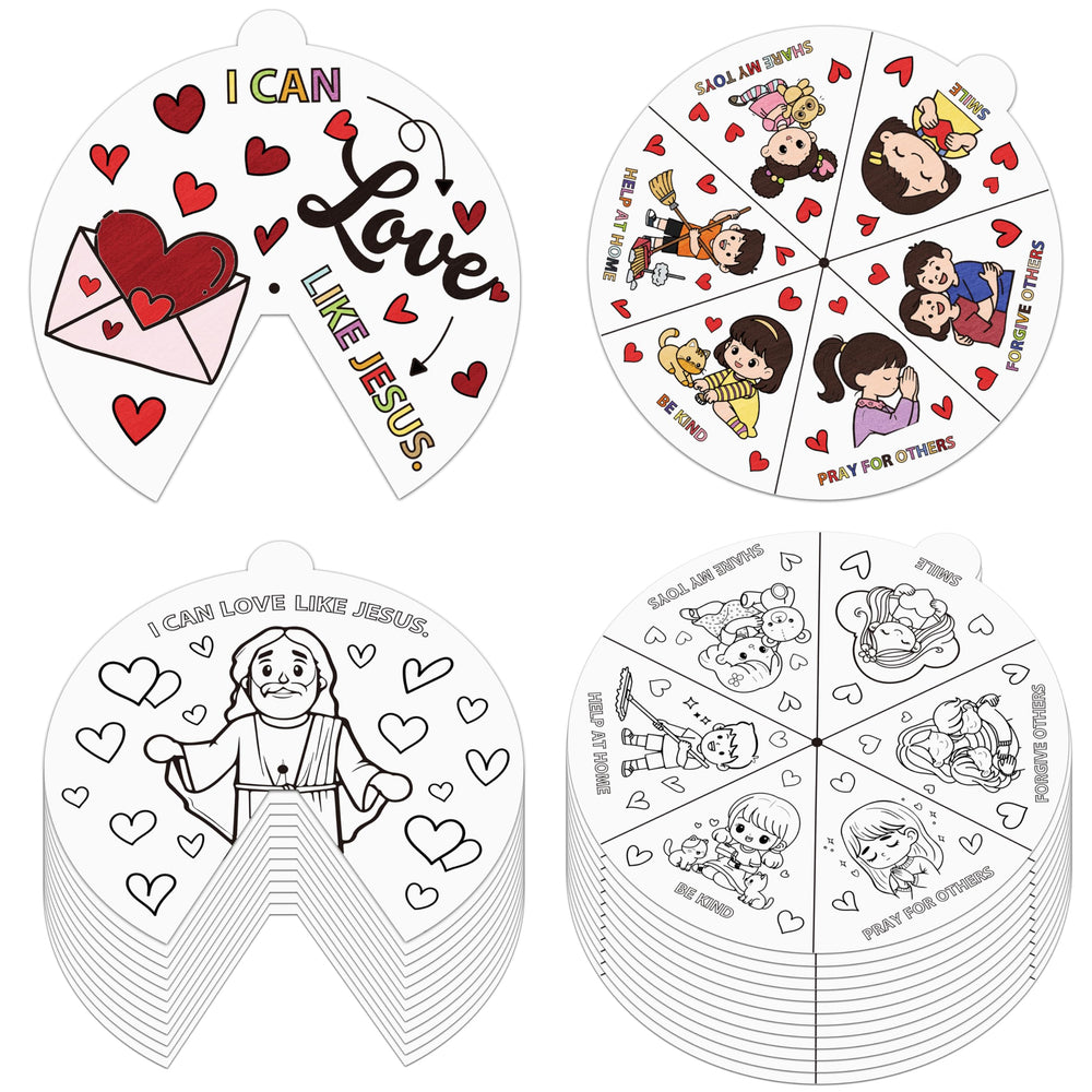 COcnny Valentine coloring cards set with 48 designs for church activities