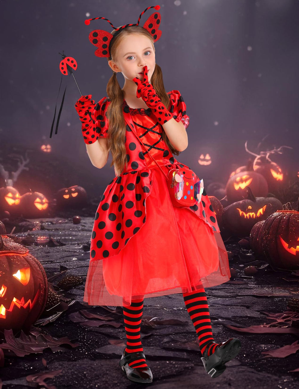 Cocojeci Ladybug stockings to finish the look with style.