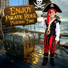 Cocojeci pirate shirt and vest detail, easy dressing for kids