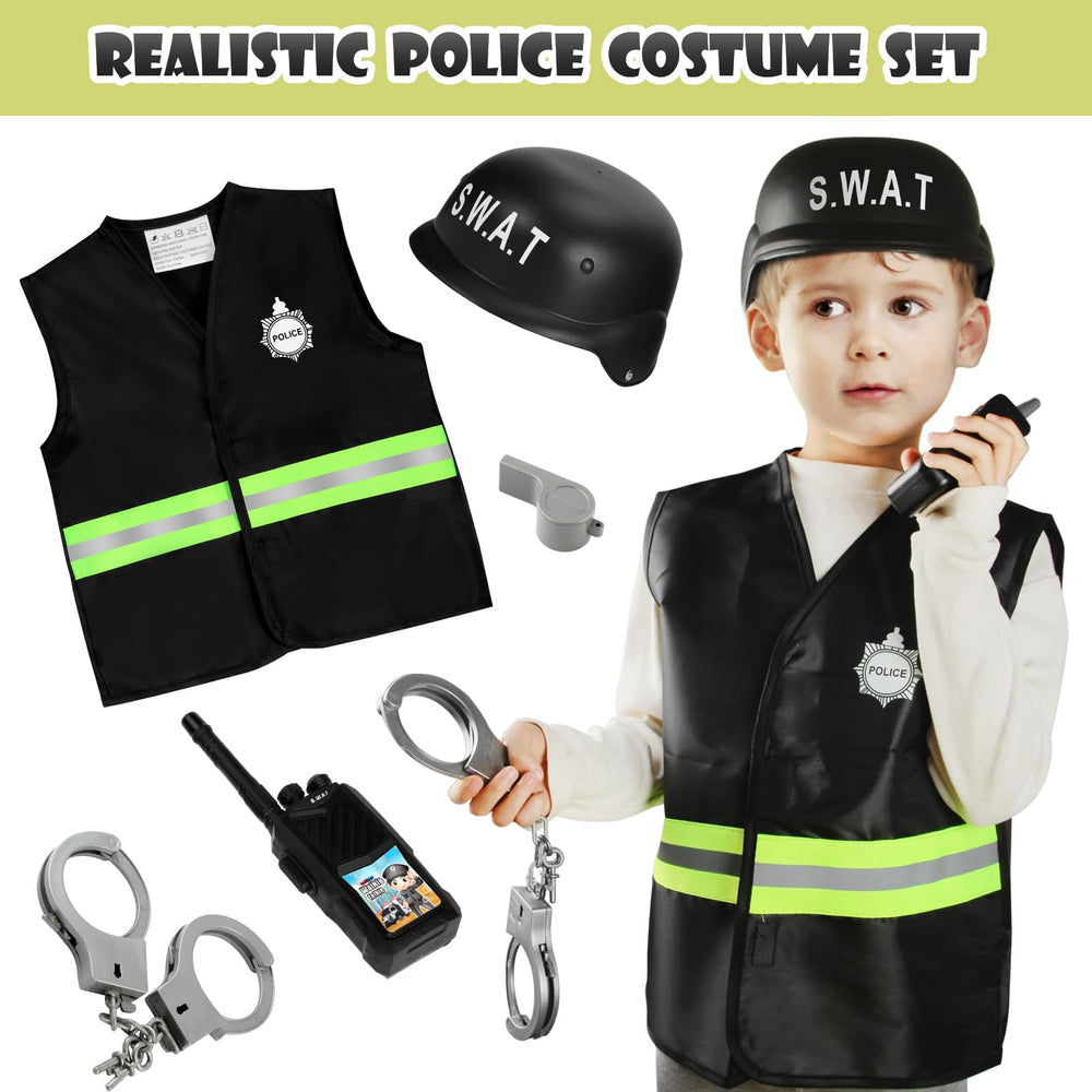 Cocojeci police walkie-talkie for authentic dialogue during play.